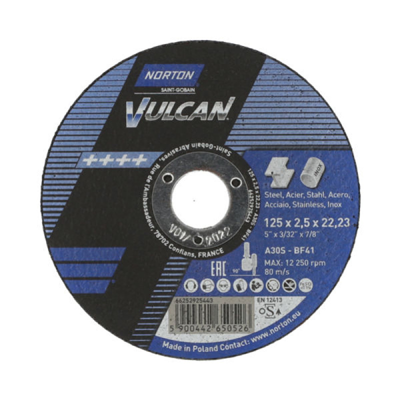 A 30 S VULCAN REZNA PLOČA 125x2.5x22.23 A 30 S VULCAN REZNA PLOČA 125x2.5x22.23