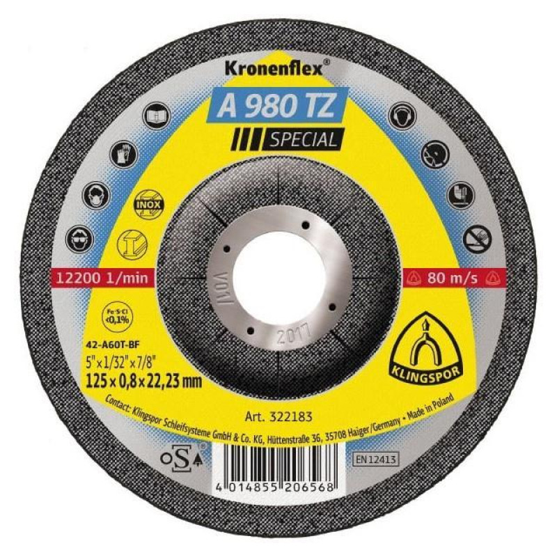 A 980 TZ REZNA PLOCA INOX 115x0.8x22.23 (cena/komad) A 980 TZ REZNA PLOCA INOX 115x0.8x22.23 (cena/komad)