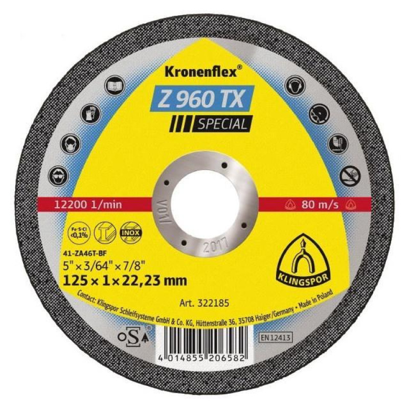 A 960 TZ REZNA PLOČA ZA INOX 115x1x22.23 (cena/komad) A 960 TZ REZNA PLOČA ZA INOX 115x1x22.23 (cena/komad)
